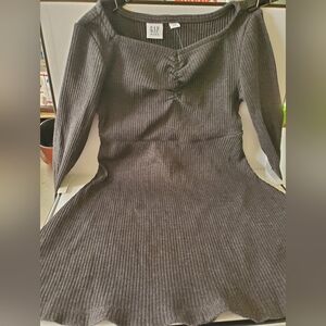 Gap Knit Empire Waist Flair Knit Dress Charcol Grey Girls Size XS (4-5) NWT